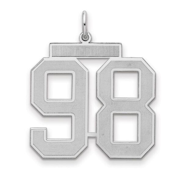 Sterling Silver Jersey Collection Large Number 98 Pendant
